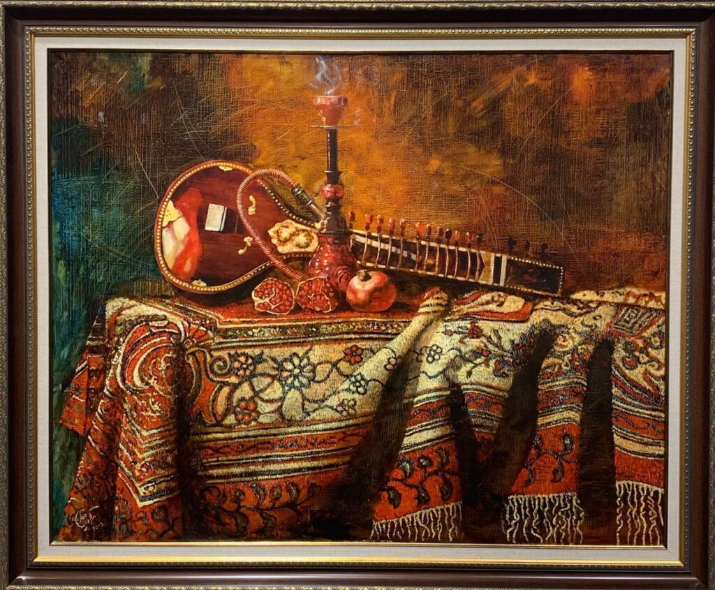 Натюрморт с кальяном, в раме