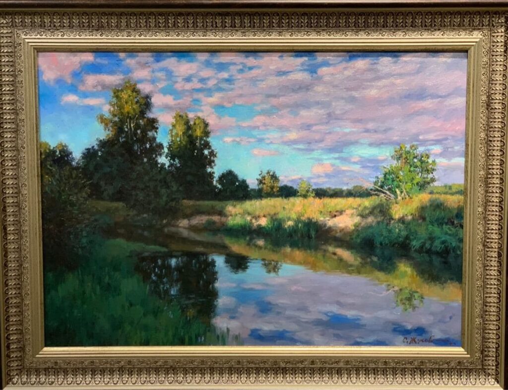 Вечер на реке, в раме