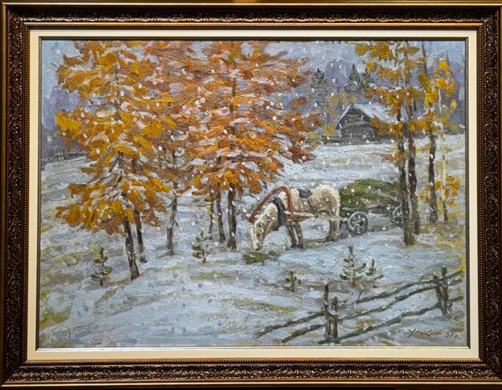 Первый снежок, в раме