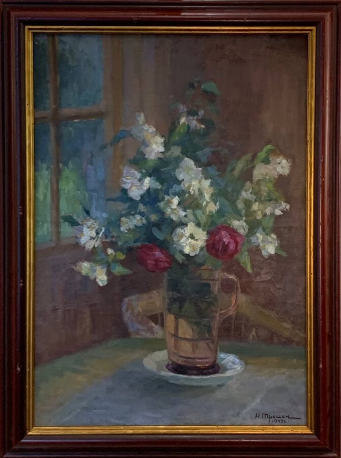 Жасмин и розы, в раме